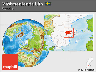 Physical Location Map of Västmanlands Län, highlighted country