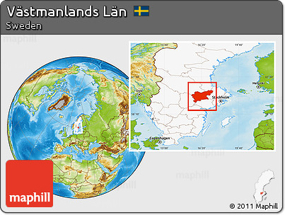 Physical Location Map of Västmanlands Län, highlighted country