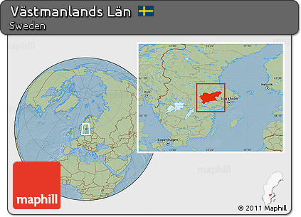 Savanna Style Location Map of Västmanlands Län, hill shading