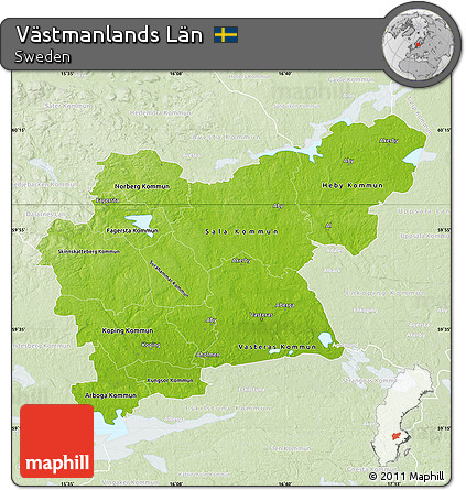 Physical Map of Västmanlands Län, lighten