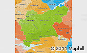 Physical Map of Västmanlands Län, political shades outside