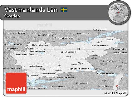 Gray Panoramic Map of Västmanlands Län