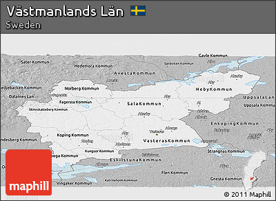 Gray Panoramic Map of Västmanlands Län