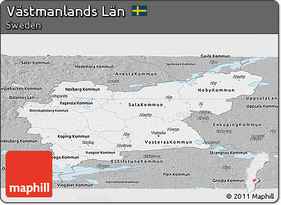 Gray Panoramic Map of Västmanlands Län