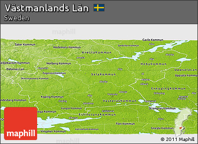 Physical Panoramic Map of Västmanlands Län