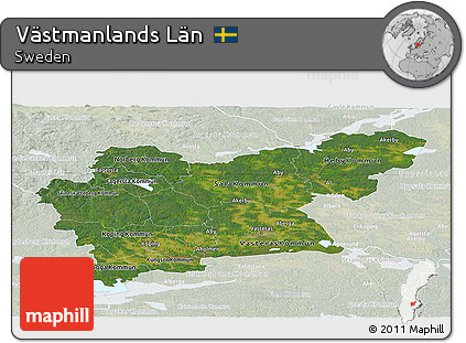 Satellite Panoramic Map of Västmanlands Län, lighten