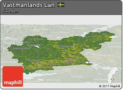 Satellite Panoramic Map of Västmanlands Län, lighten