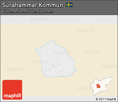 Classic Style 3D Map of Surahammar Kommun, single color outside