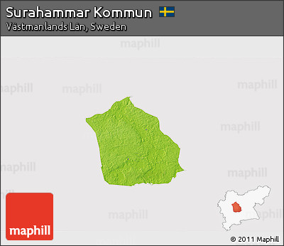 Physical 3D Map of Surahammar Kommun, cropped outside