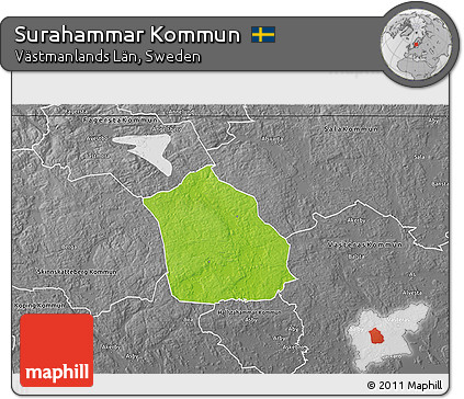 Physical 3D Map of Surahammar Kommun, desaturated