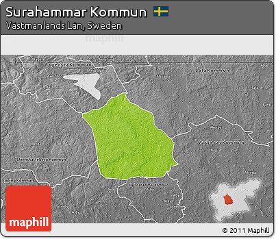 Physical 3D Map of Surahammar Kommun, desaturated