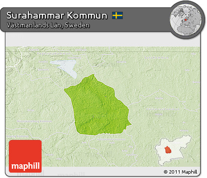 Physical 3D Map of Surahammar Kommun, lighten