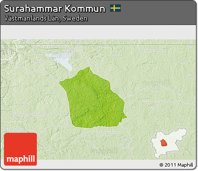 Physical 3D Map of Surahammar Kommun, lighten