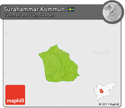 Physical 3D Map of Surahammar Kommun, single color outside