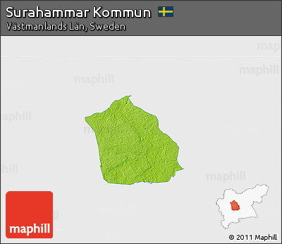 Physical 3D Map of Surahammar Kommun, single color outside