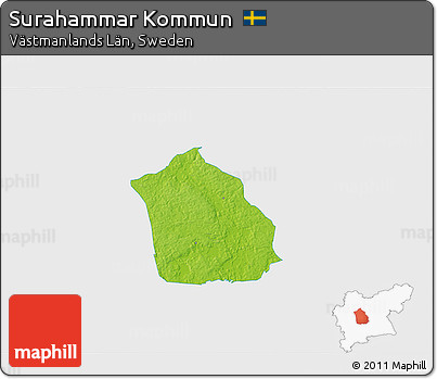 Physical 3D Map of Surahammar Kommun, single color outside