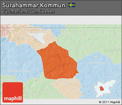 Political 3D Map of Surahammar Kommun, lighten