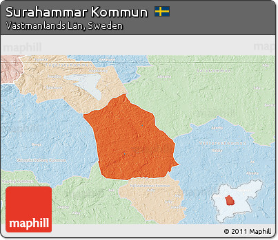 Political 3D Map of Surahammar Kommun, lighten