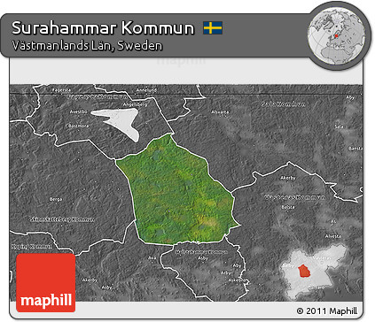 Satellite 3D Map of Surahammar Kommun, desaturated
