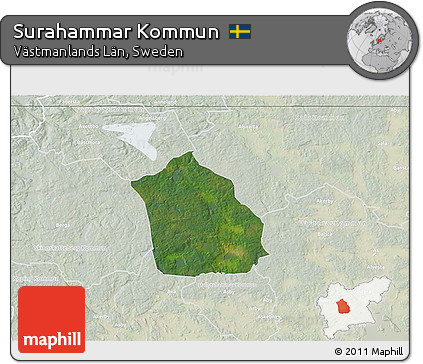Satellite 3D Map of Surahammar Kommun, lighten