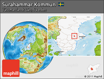 Physical Location Map of Surahammar Kommun, highlighted country