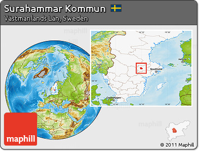Physical Location Map of Surahammar Kommun, highlighted country