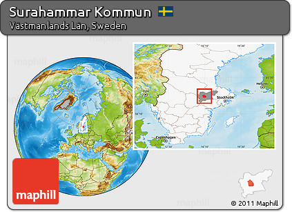 Physical Location Map of Surahammar Kommun, highlighted country, highlighted parent region