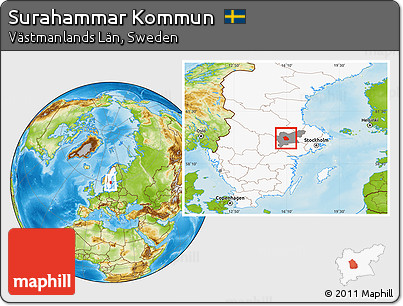 Physical Location Map of Surahammar Kommun, highlighted country, highlighted parent region