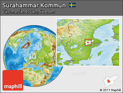 Physical Location Map of Surahammar Kommun, highlighted parent region