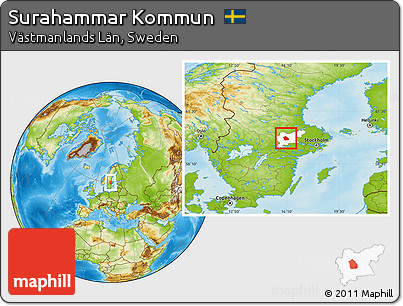 Physical Location Map of Surahammar Kommun, highlighted parent region