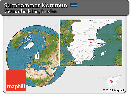 Satellite Location Map of Surahammar Kommun, highlighted country