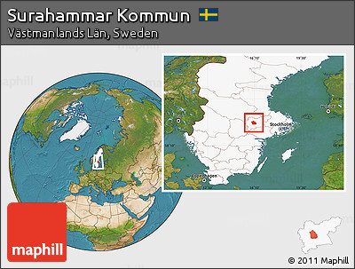 Satellite Location Map of Surahammar Kommun, highlighted country