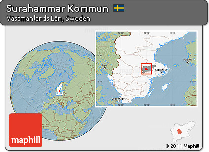 Savanna Style Location Map of Surahammar Kommun, highlighted country, highlighted parent region, hill shading