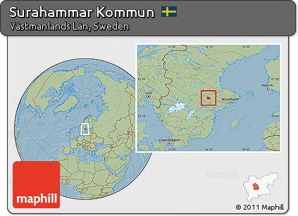 Savanna Style Location Map of Surahammar Kommun, hill shading