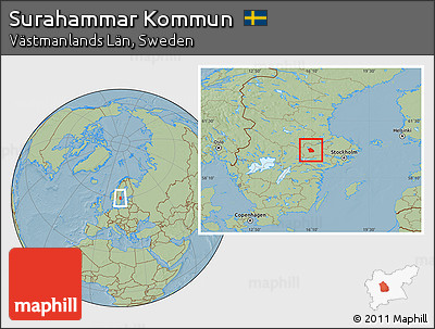 Savanna Style Location Map of Surahammar Kommun, hill shading