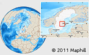 Shaded Relief Location Map of Surahammar Kommun, highlighted country, within the entire country