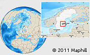 Shaded Relief Location Map of Surahammar Kommun, highlighted country, highlighted parent region, within the entire country