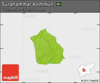 Physical Map of Surahammar Kommun, single color outside