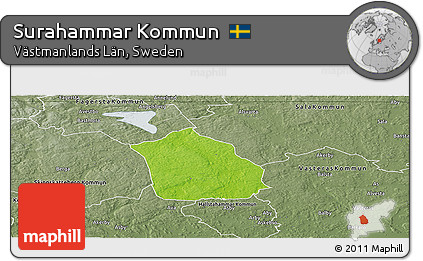 Physical Panoramic Map of Surahammar Kommun, semi-desaturated