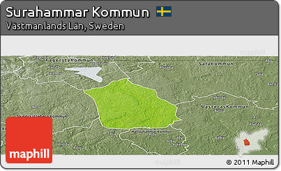 Physical Panoramic Map of Surahammar Kommun, semi-desaturated
