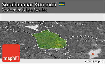 Satellite Panoramic Map of Surahammar Kommun, desaturated