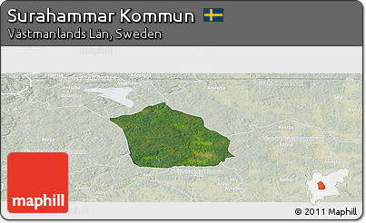 Satellite Panoramic Map of Surahammar Kommun, lighten
