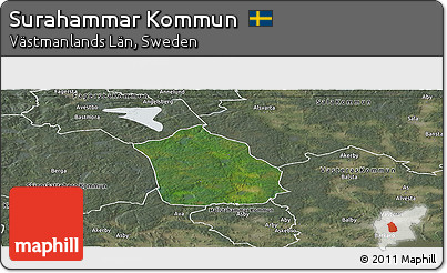 Satellite Panoramic Map of Surahammar Kommun, semi-desaturated