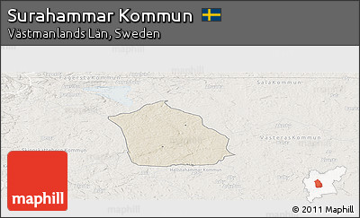 Shaded Relief Panoramic Map of Surahammar Kommun, lighten