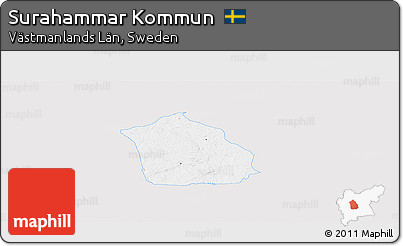 Silver Style Panoramic Map of Surahammar Kommun, single color outside