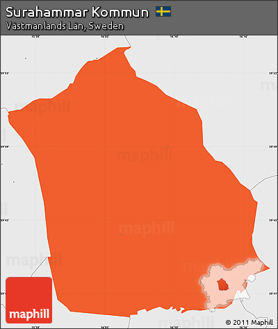 Political Simple Map of Surahammar Kommun, single color outside, borders and labels