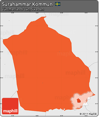 Political Simple Map of Surahammar Kommun, single color outside, borders and labels