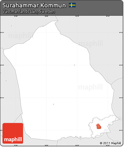 Silver Style Simple Map of Surahammar Kommun