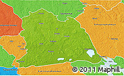 Physical 3D Map of Västeras Kommun, political outside