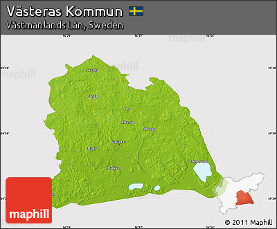 Physical Map of Västeras Kommun, cropped outside